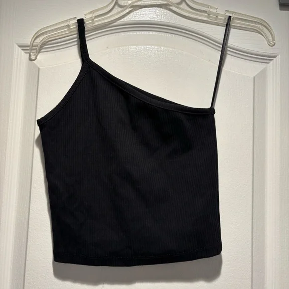 MADEWELL One Shoulder Tank Spaghetti Strap Top Black Size S - Picture 2 of 8